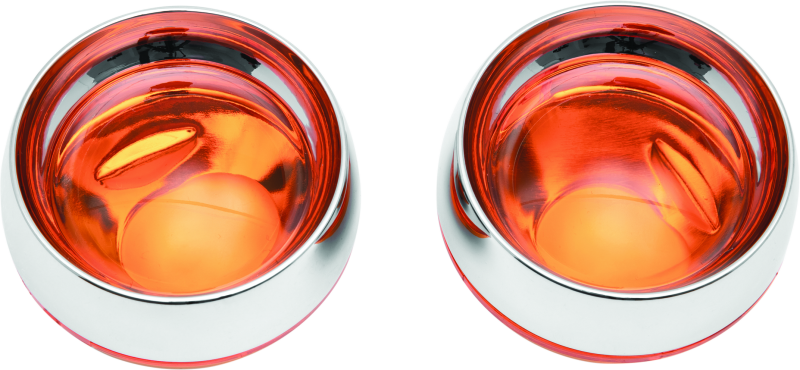 Kuryakyn Deep Dish Bezels with Amber Lenses for Honda and Kawasaki cruiser motorcycle models, part number 2268.