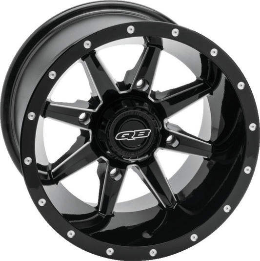 QuadBoss Slicer 14x7 powersports wheels with black center caps, high-performance aluminum rims for off-road vehicles