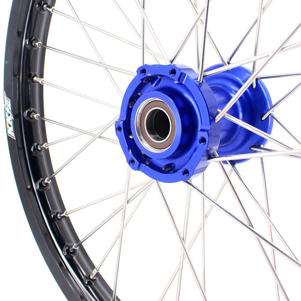 KKE 21 & 18 Enduro Rims for TM EN MX SMR 125-300 Blue Hub Black Rims - Howling Moto
