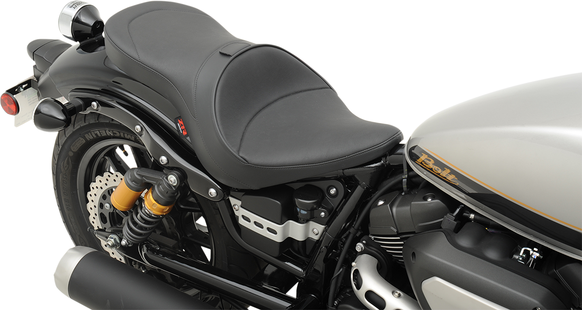 Z1R Touring seat with driverโs backrest for Yamaha Bolt and V-Star motorcycle, black leather, comfortable rider seating