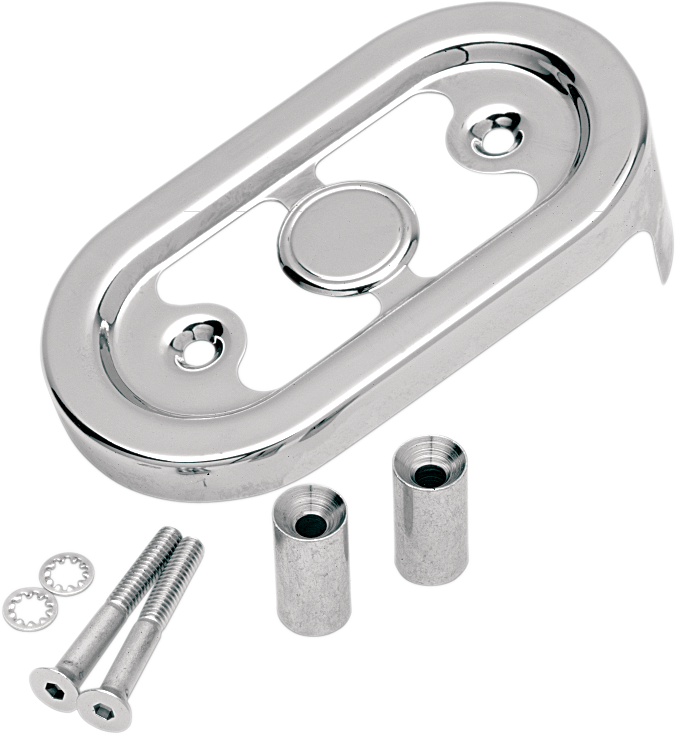 Chrome regulator cover for Harley-Davidson XL models from 1991 to 2003, by Drag Specialties, shown in the image.