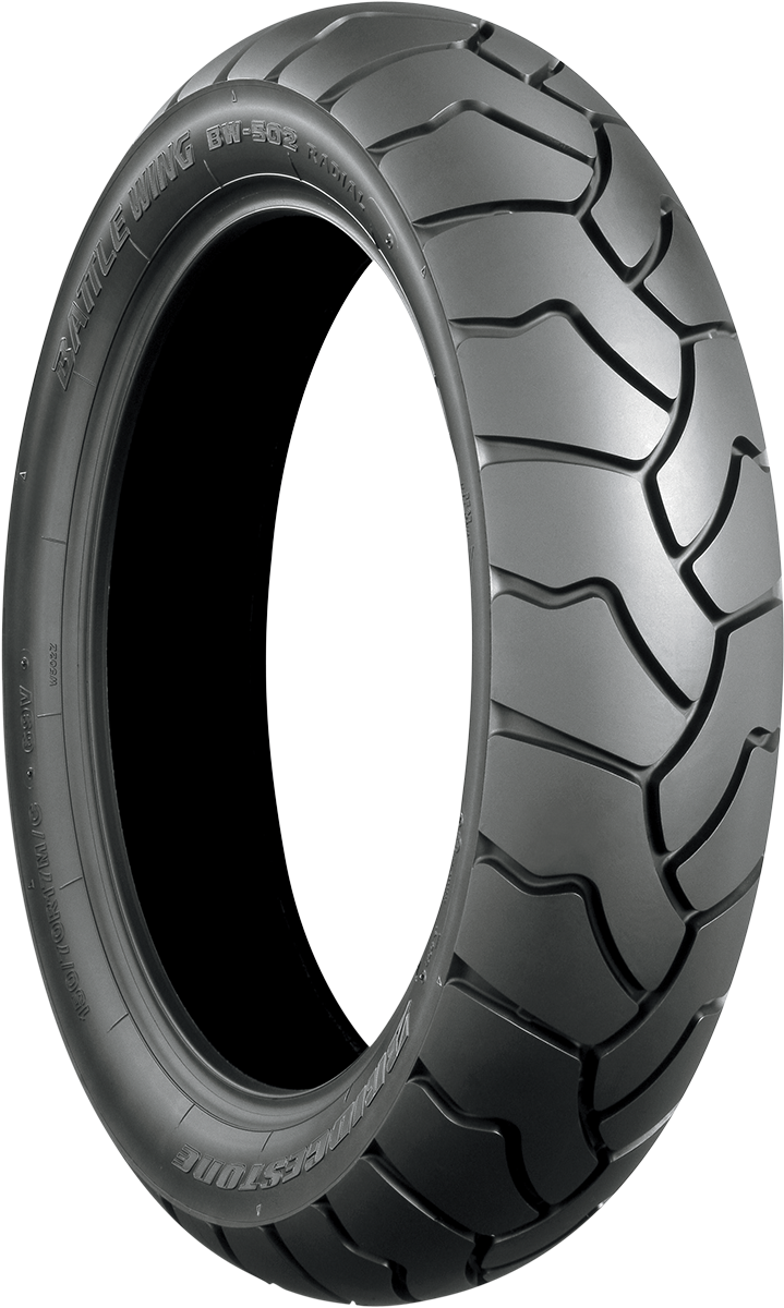 Bridgestone Battle Wing BW502-E rear motorcycle tire 150/70R17 69V with tread pattern for street riding and durability.