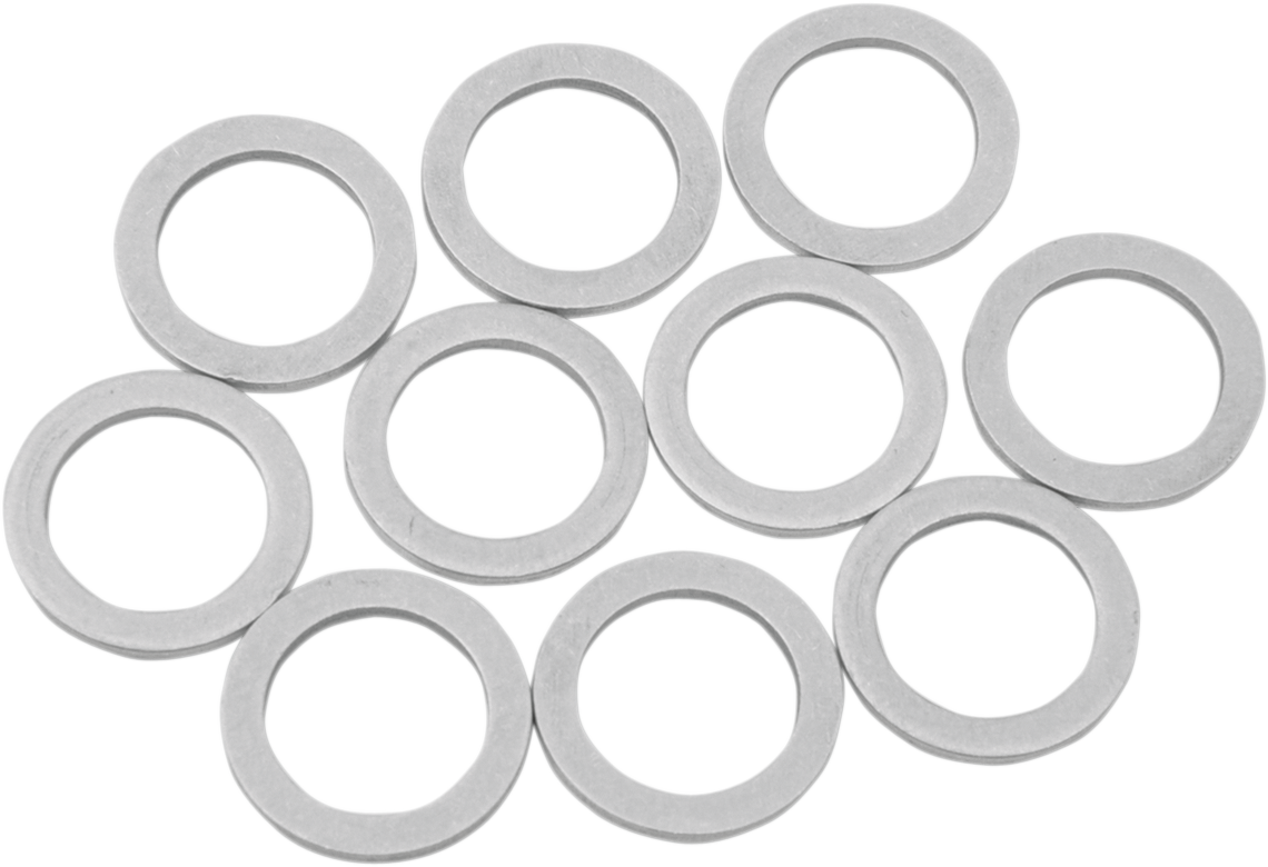 DRAG SPECIALTIES 7/16-inch crush washer for motorcycle parts, metal sealing washer with a shiny finish.