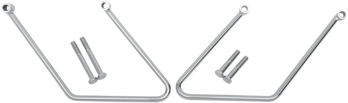 DRAG SPECIALTIES saddlebag support for FX/FL Harley motorcycles, part number 77-0131A, installed on bike side view