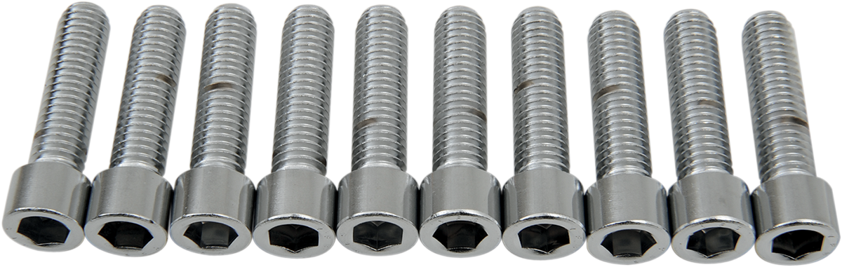 Coarse-thread socket-head bolts by DRAG SPECIALTIES, 3/8-16 x 1-1/2 inch, shown in a close-up image.