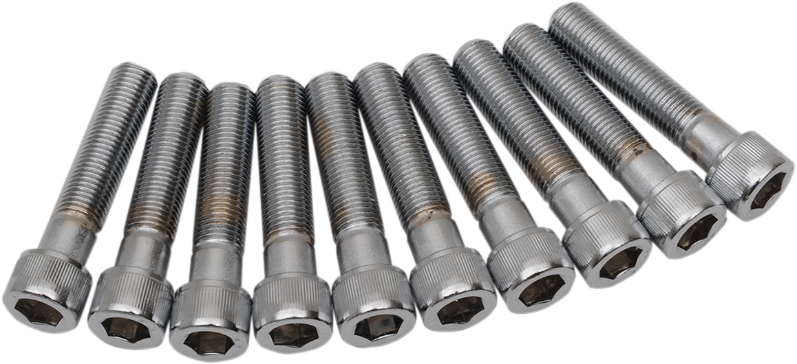 DRAG SPECIALTIES MPB253 replacement bolt pack with ten 3/8-inch fine thread socket-head bolts, 1-3/4 inches long.