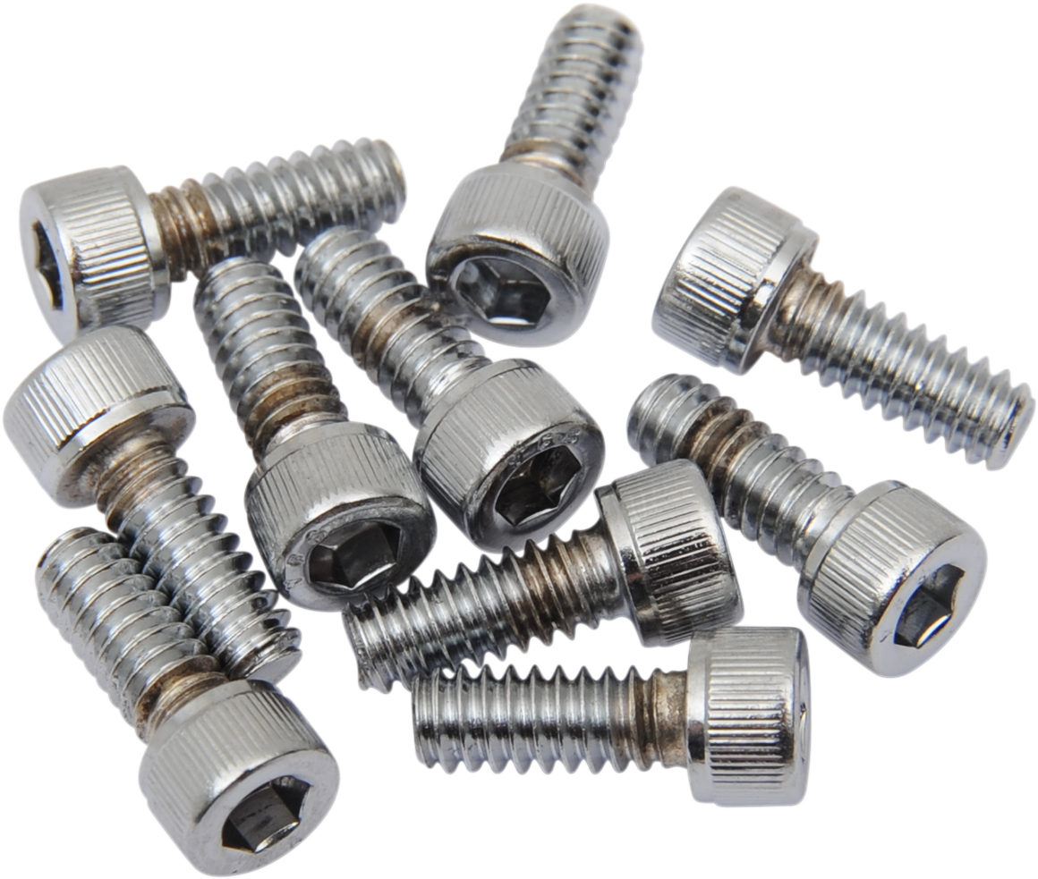 DRAG SPECIALTIES MPB191 replacement socket-head bolts pack with #10-24 x 3/8" knurled and coarse threads, shown in image.