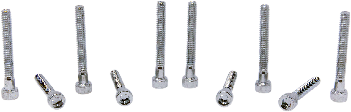 Set of 10 DRAG SPECIALTIES MPB197 replacement socket-head bolts with knurled coarse threads, #10-24 x 1-1/2 inch for motorcycles