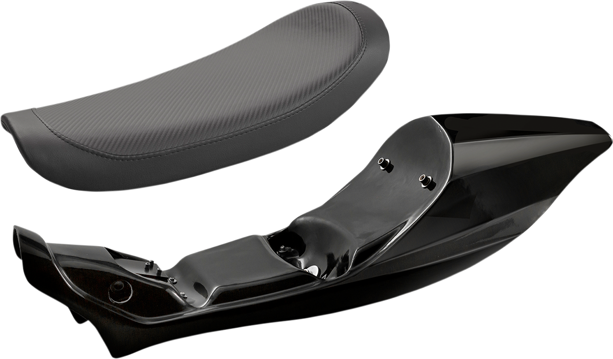 SADDLEMEN Ronan CF tail section with seat, motorcycle seat component, featuring sleek carbon fiber design and ergonomic shape
