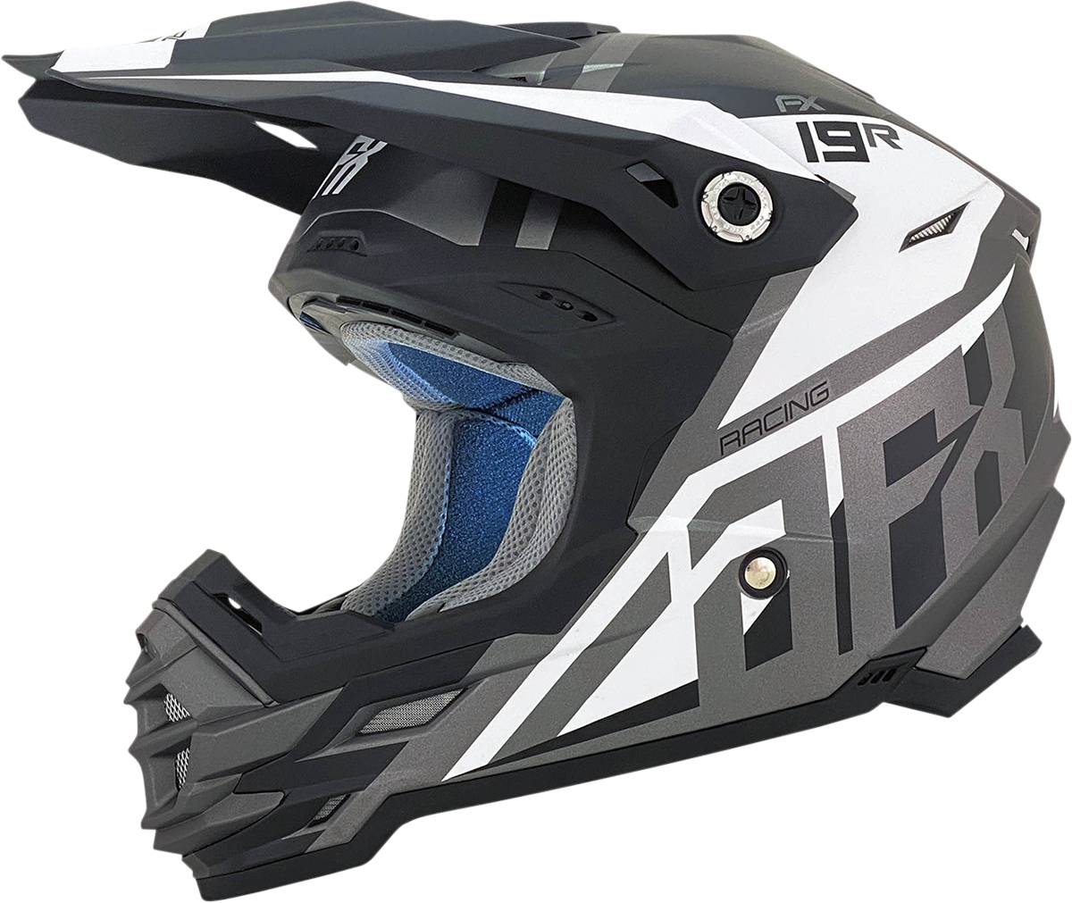 Bill's Exhausts AFX FX-19R racing helmet in frost gray, large size, with sleek aerodynamic design and secure fit.
