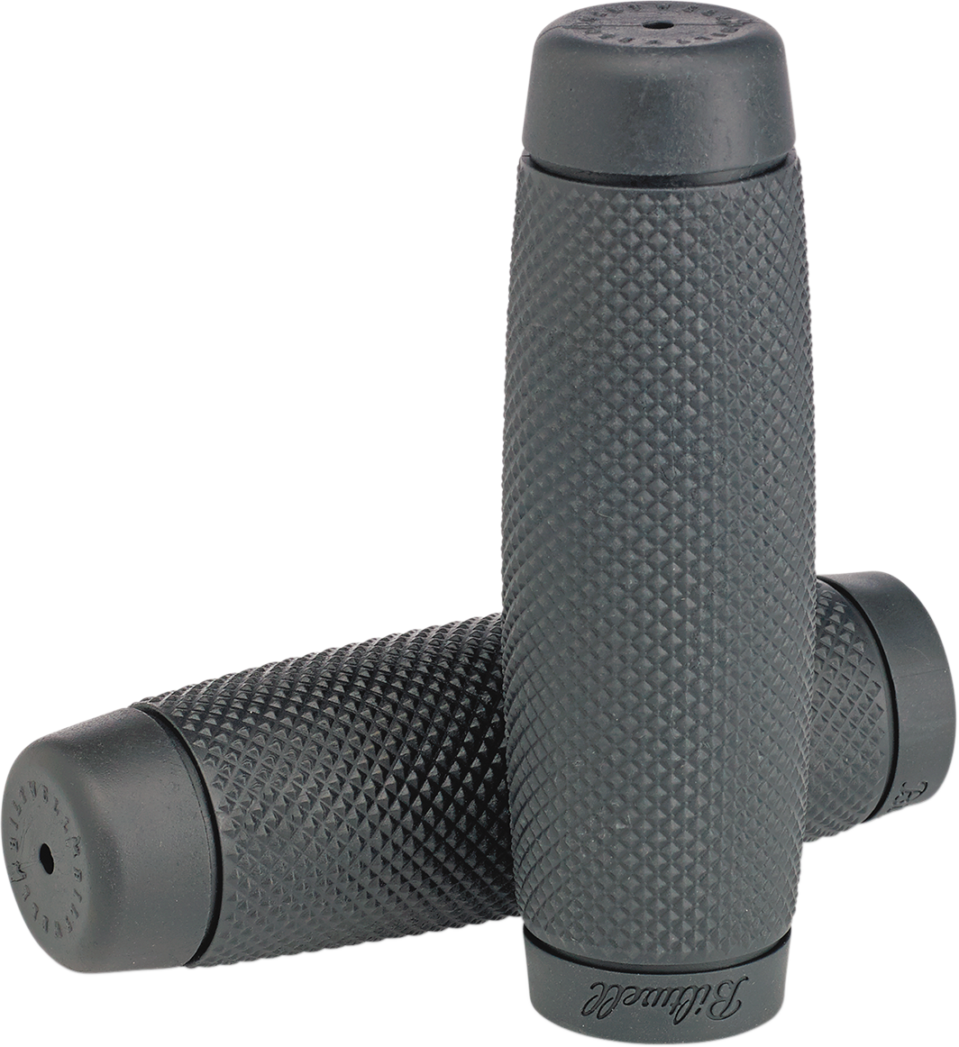Gray BILTWISE Recoil motorcycle grips by Bill's Exhausts, 7/8 inch diameter, shown with textured surface and ergonomic design.