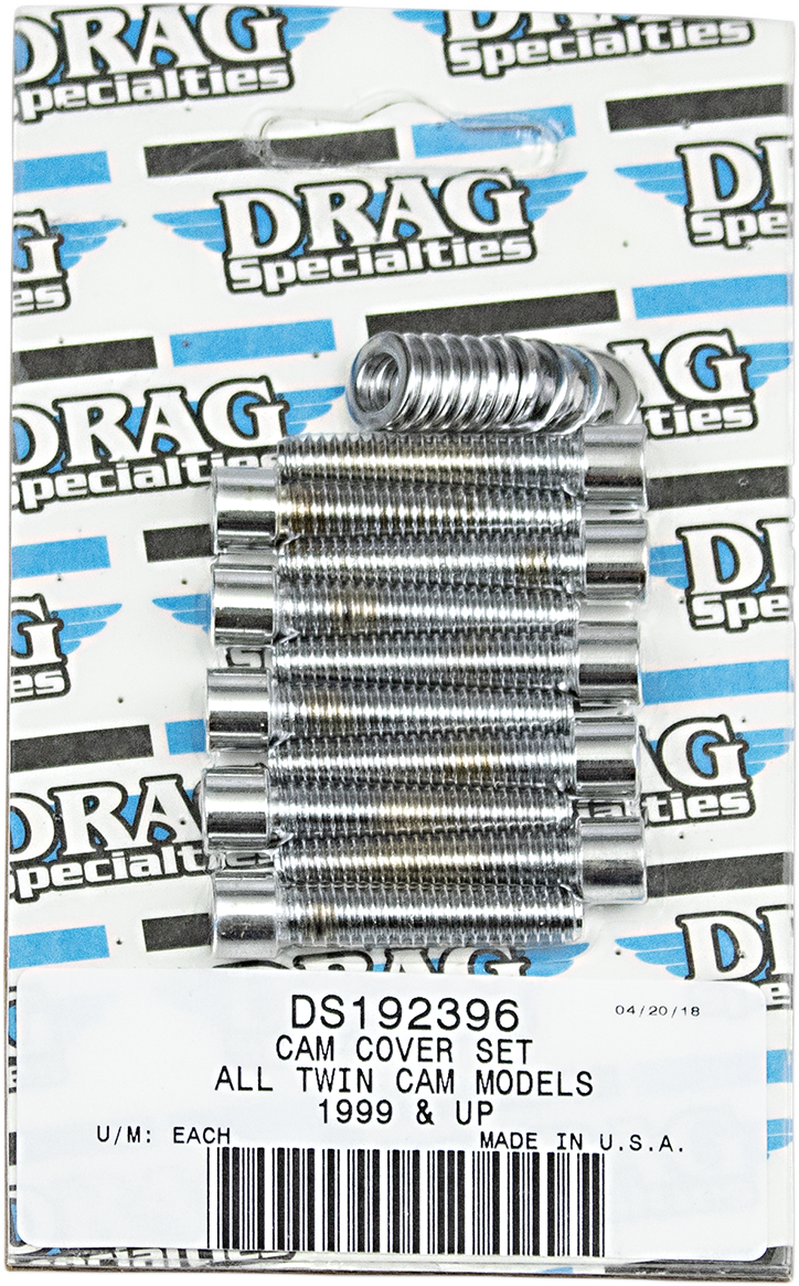 Chrome Harley-Davidson Twin Cam cam cover bolt kit by Drag Specialties, includes bolts for 1999-2017 Harley Twin Cam engines.