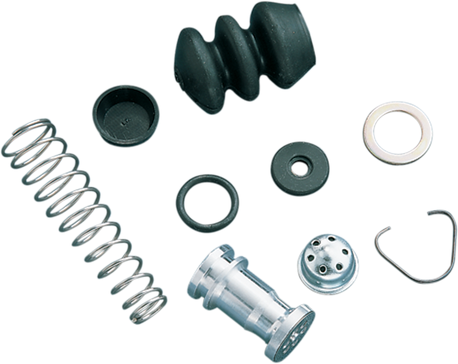Drag Specialties rear master cylinder repair kit for Harley-Davidson models, includes components for brake system maintenance.