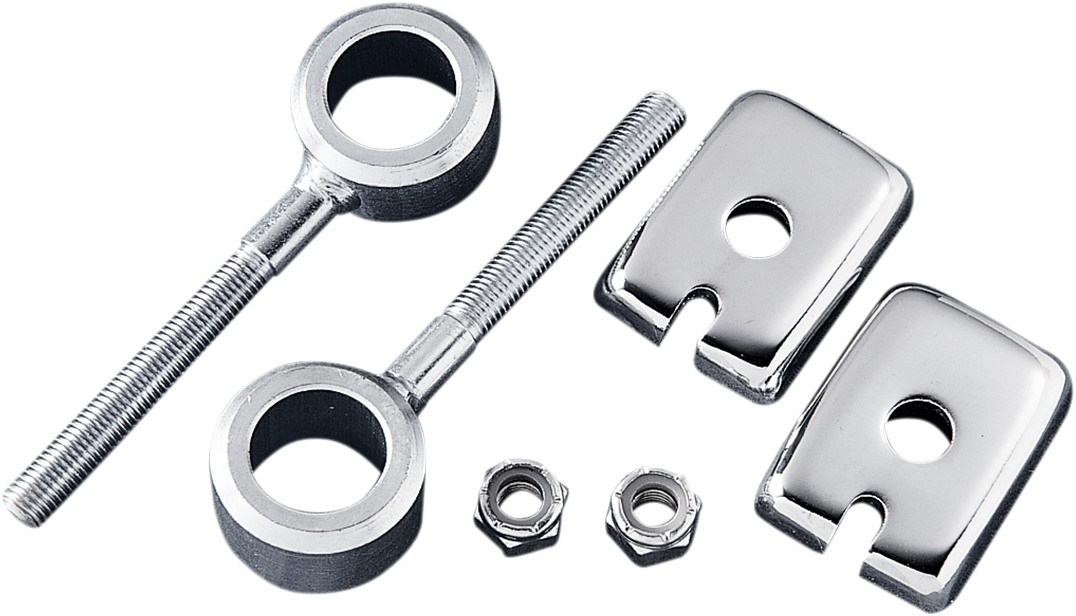 DRAG SPECIALTIES rear axle adjuster assembly for Harley-Davidson 1973-1996, part #15-0903-BC2, shown in the image.
