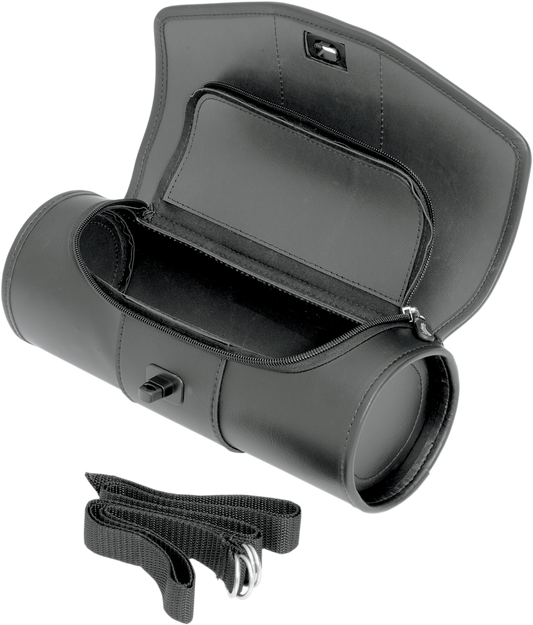 Bill's Exhausts SADDLEMEN Deluxe Tool Bag 3510-0061 seat with padded leather and stitching details, designed for motorcycle comfort.