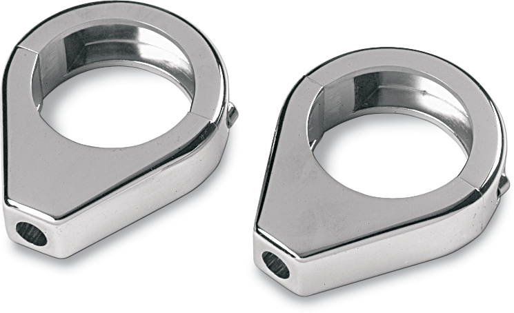 Chrome 41mm turn signal clamp for motorcycle front forks by DRAG SPECIALTIES, designed to secure turn signals on bike front forks.