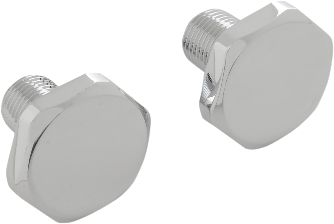 Chrome upper fork tube cap for motorcycle front suspension by DRAG SPECIALTIES, showcasing a shiny, reflective finish.