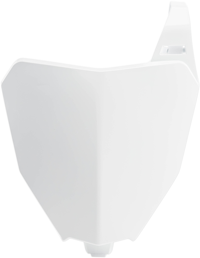 Acerbis white front number plate for motorbike, showing the body of the Acerbis number plate with mounting holes.