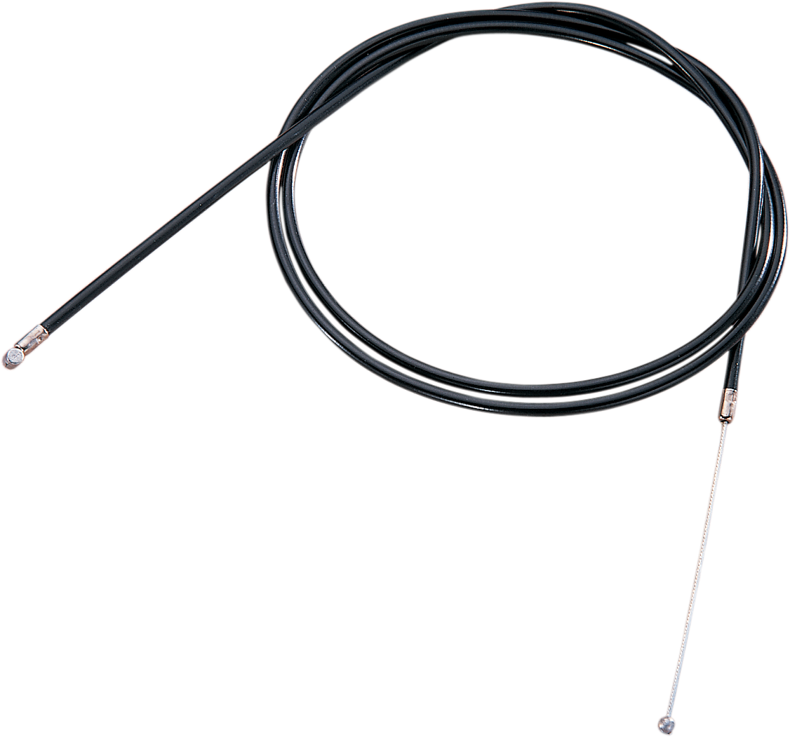 Black vinyl throttle cable by Drag Specialties, designed for universal and specialty motorcycle fits, shown in the image.