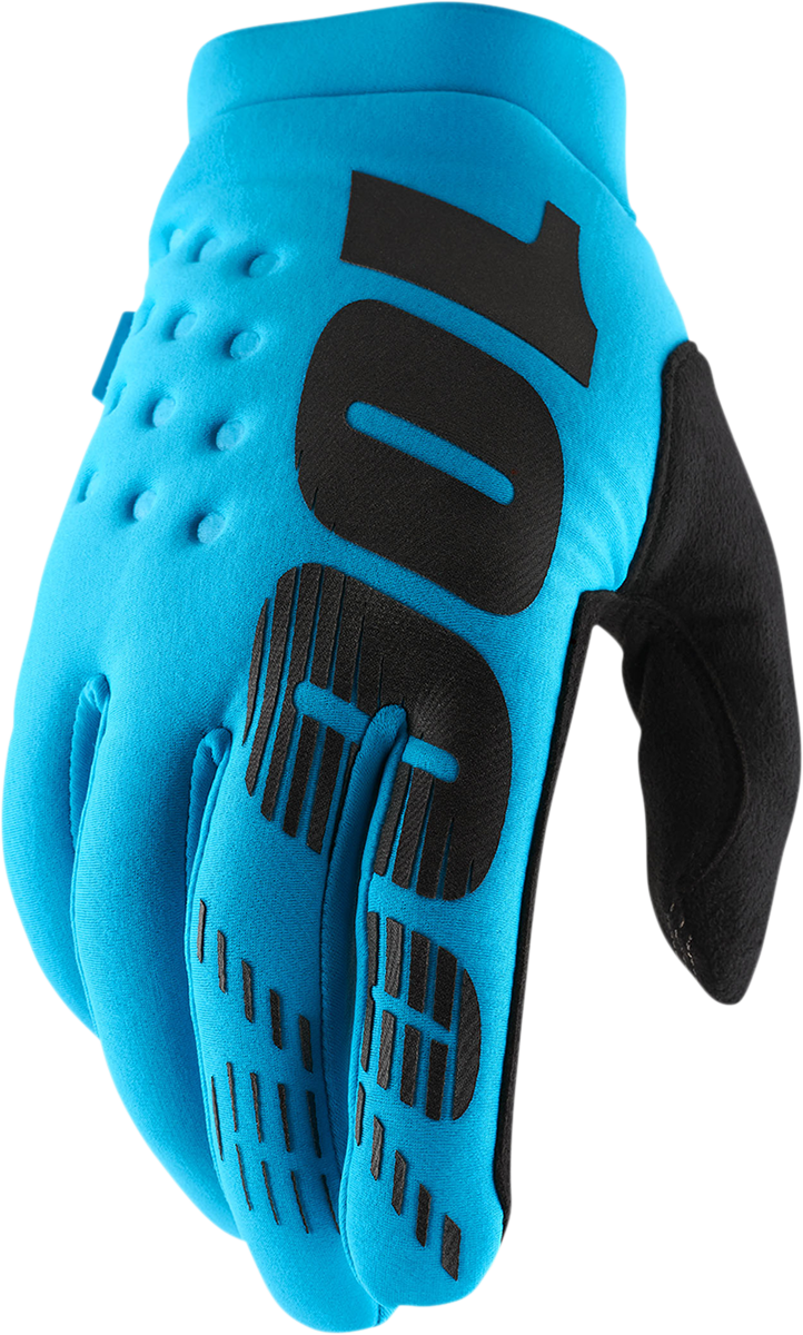 Turquoise 100% Brisker gloves in small size by Bill's Exhausts, showcasing the textured fabric and snug fit design.