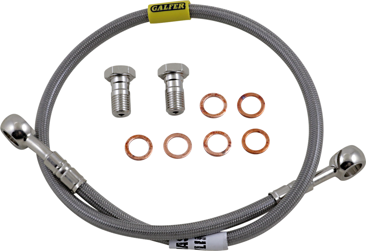 GBRAKES stainless steel bike brake line FK003D419R showing durable, flexible brake hose with fittings for improved stopping power.
