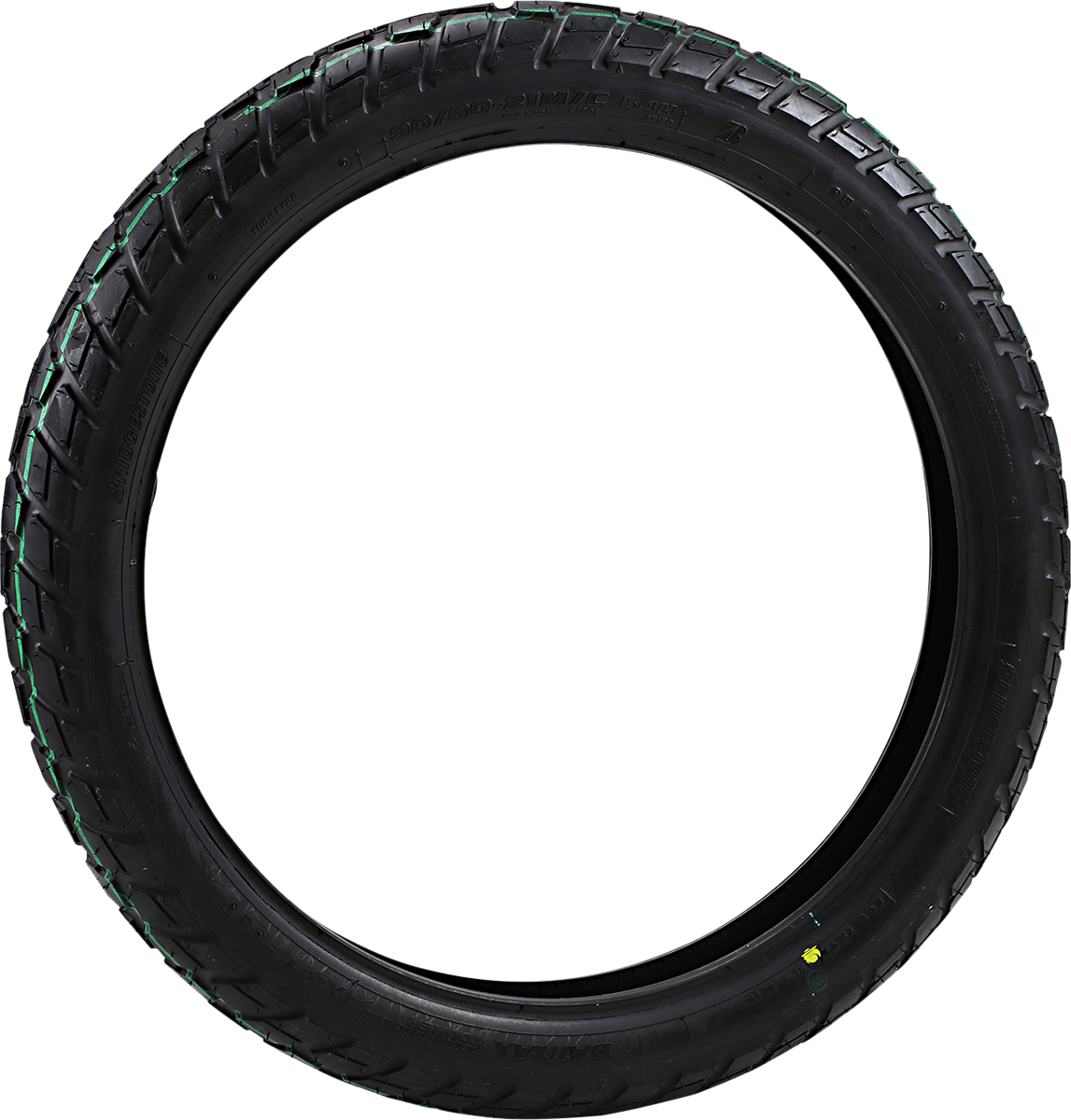 BRIDGESTONE Battlax Adventurecross AX41T front motorcycle tire for 2020 Africa Twin, size 90/90-21 54H, with tread pattern visible.