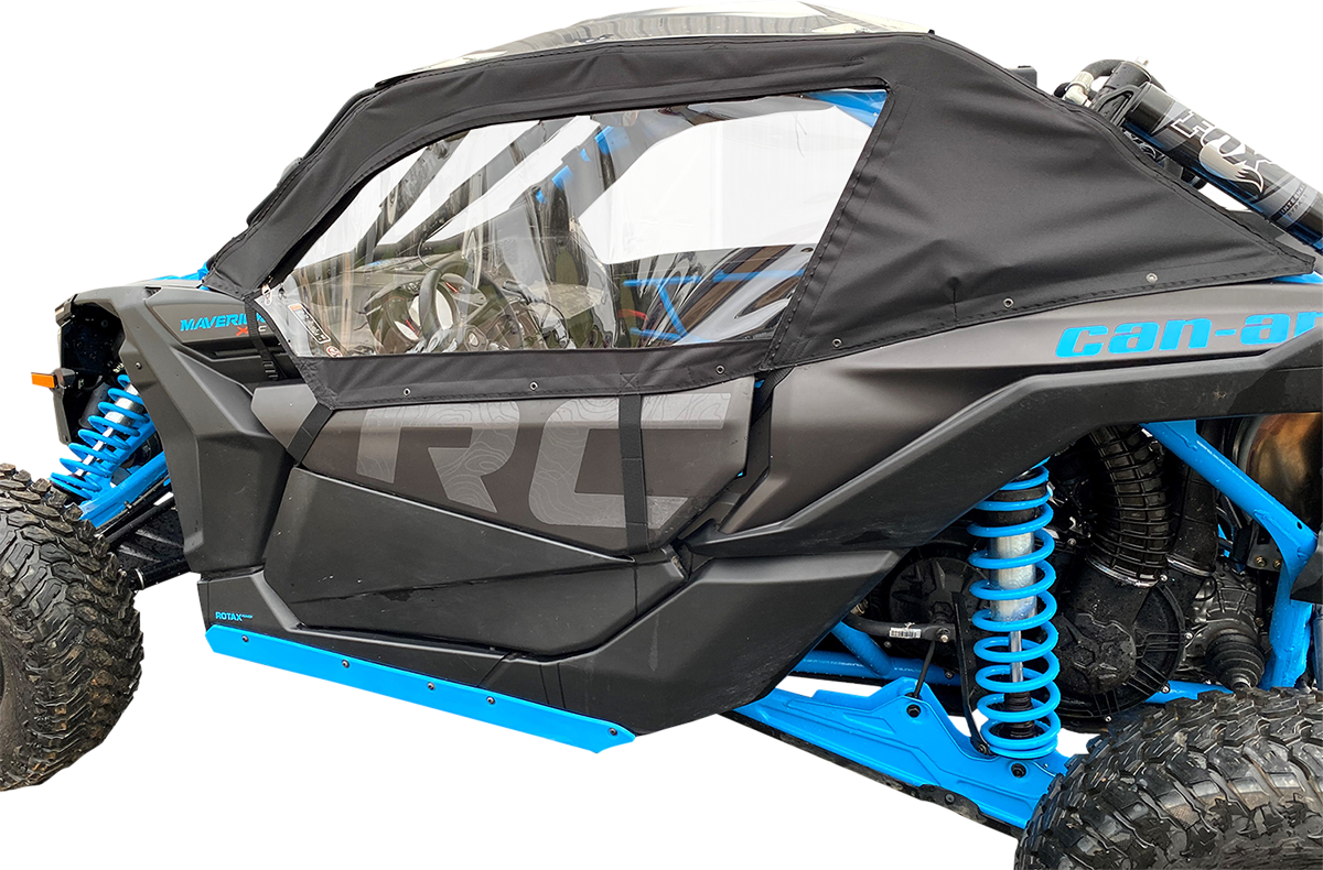 MOOSE OFFROAD side enclosure for Can-Am Maverick X3, durable black plastic panels with mounting hardware visible.