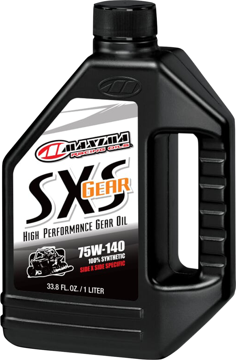 MAXIMA RACING OIL SXS synthetic gear oil 75W-140 in a 1-quart container, designed for high-performance off-road vehicles.