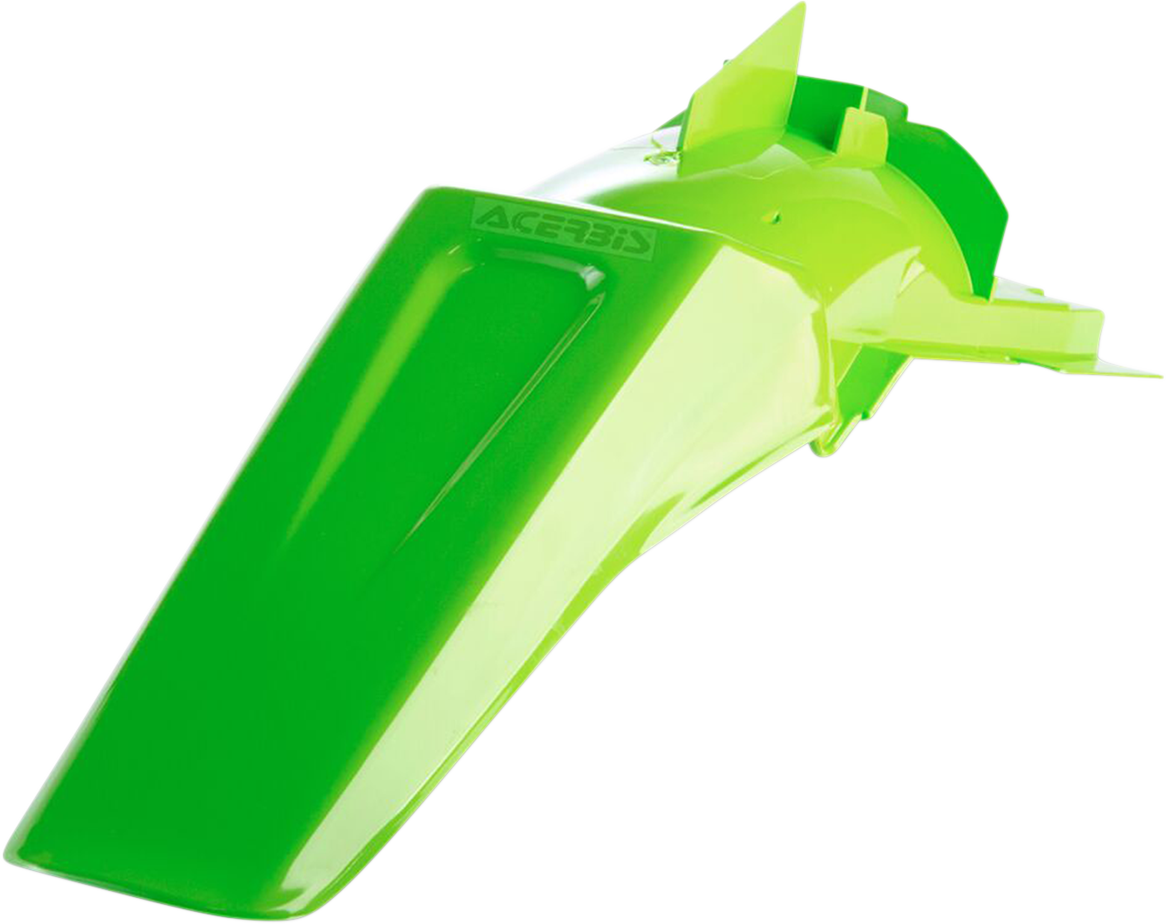 A green Acerbis rear fender for motorcycle, designed as a durable body part for off-road or dirt bike use.