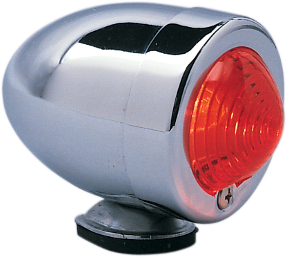 Chrome Bullet Light with red lens from DRAG SPECIALTIES, bottom-mount design, ideal for motorcycle lighting and accessories.