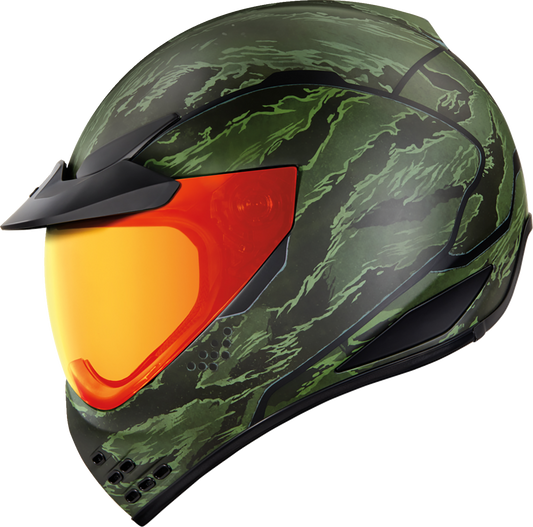 Bill's Exhausts ICON Domainâ„¢ Helmet in Tiger's Blood green, XS size, featuring a sleek motorcycle helmet design.