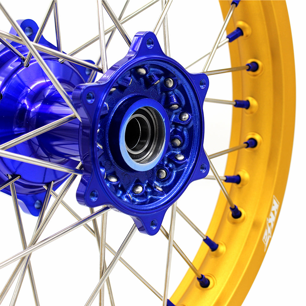 KKE 2.15*19 Casting Rear Wheel for Yamaha YZ125 YZ250 1999-2020 YZ250F 2001-2020 YZ450F 2003 Blue Hub Gold Rim - Howling Moto