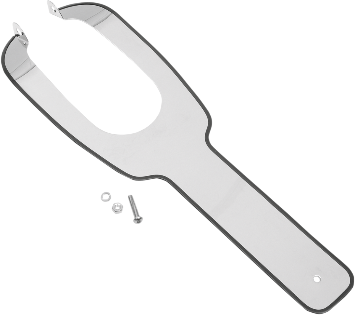 Chrome tank center panel for split tanks by DRAG SPECIALTIES, featuring a sleek, polished finish and mounting details.
