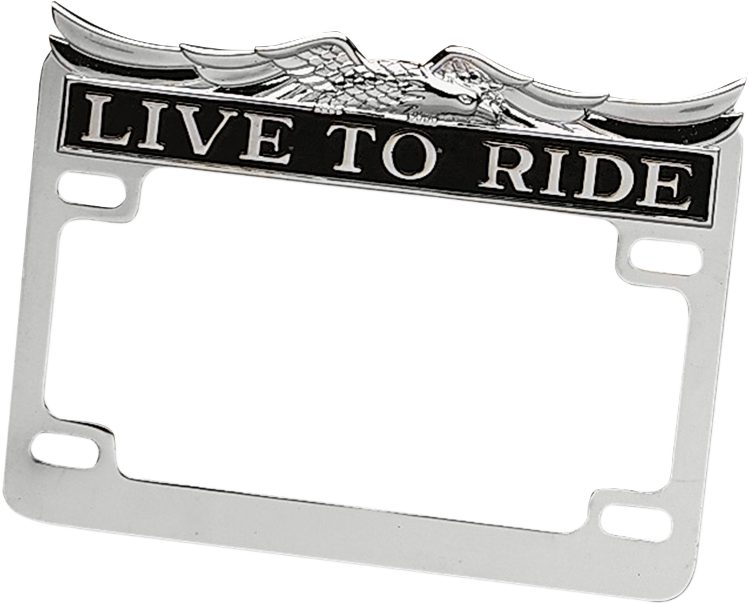 Chrome license plate frame with eagle design by Drag Specialties, model 28-6014-BC732, featuring detailed eagle artwork.