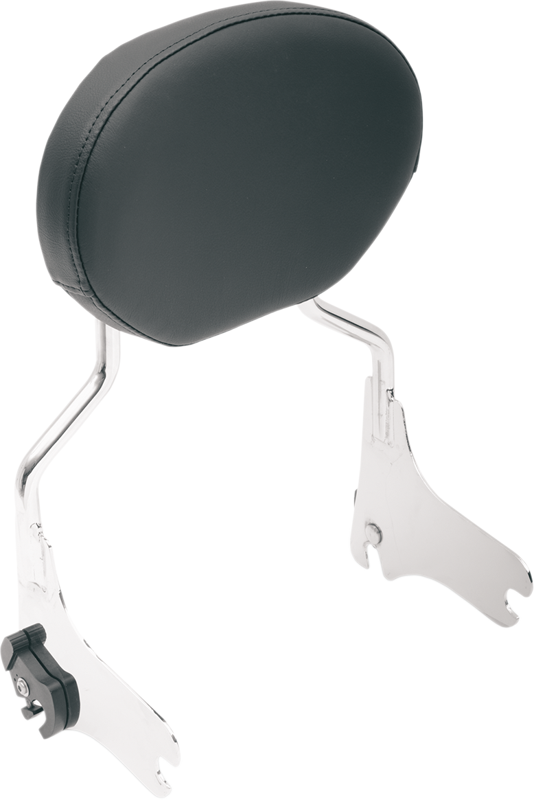 Oval sissy bar pad in smooth black for FL motorcycles, part of Drag Specialties Seats collection, designed for model years 1999-2022.
