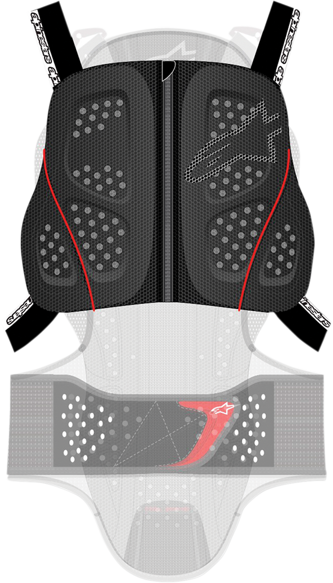Alpinestars Nucleon KR-C chest protector in size M/XL, black protective gear with adjustable straps and impact-absorbing design.