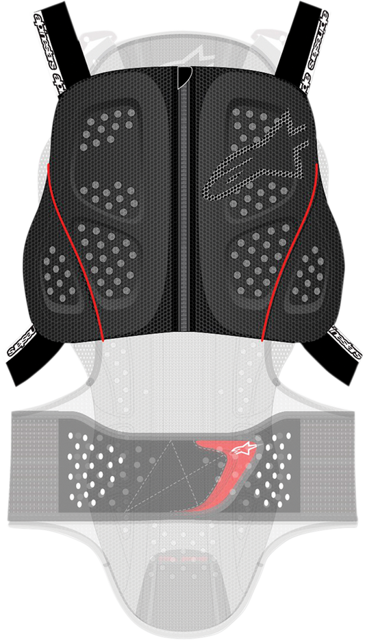 Alpinestars Nucleon KR-C chest protector in size M/XL, black protective gear with adjustable straps and impact-absorbing design.