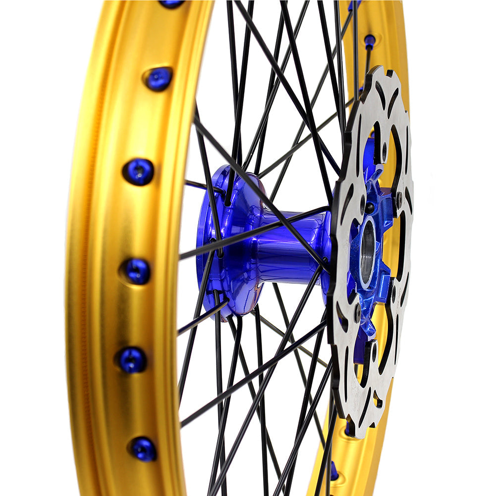 KKE 21"&19" Mx Dirtbike Cast Wheels For YAMAHA YZ125 YZ250 1999-2016 YZ250F YZ450F 2003-2015 Gold Rim Black Spokes With Disc - Howling Moto