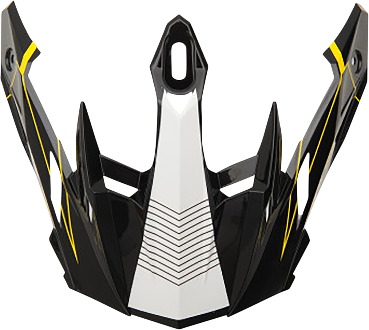 Yellow Bill's Exhausts AFX FX-41DS Peak Eiger motorcycle helmet with black and white design elements and clear visor.