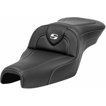 SADDLEMEN Roadsofa™ XL motorcycle seat without backrest, carbon fiber finish, designed for models from 2004 to 2022.