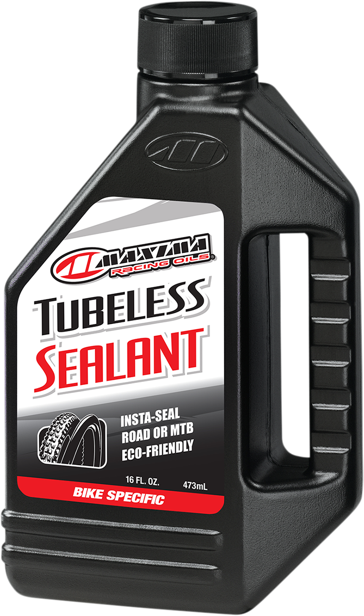 MAXIMA RACING OIL Tire Sealant in 16 fl oz bottle for mountain and road bikes, designed to prevent flats and seal punctures.