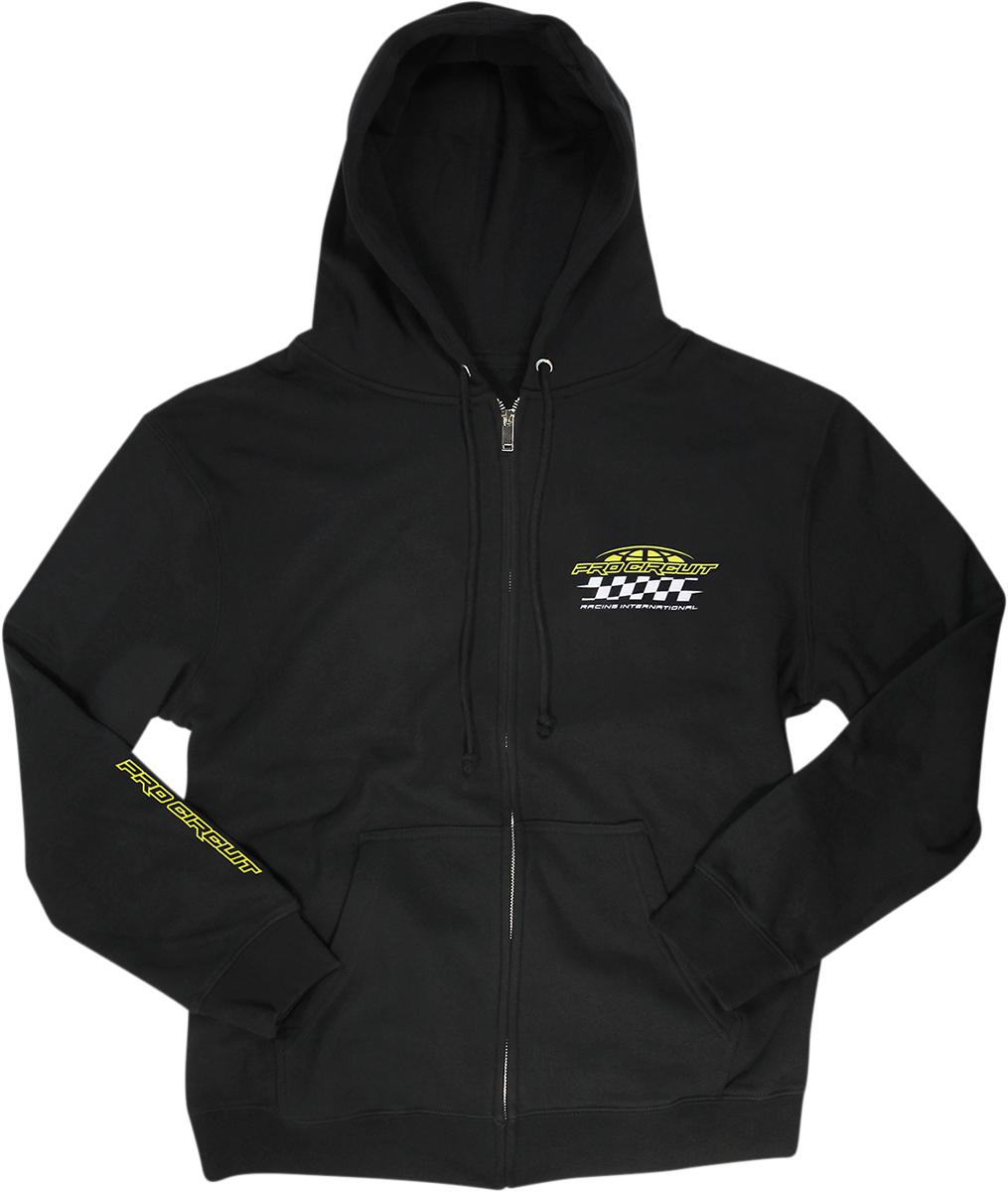 Black PRO CIRCUIT Racer Zip Hoodie in 2XL, featuring the brand logo and sporty design.
