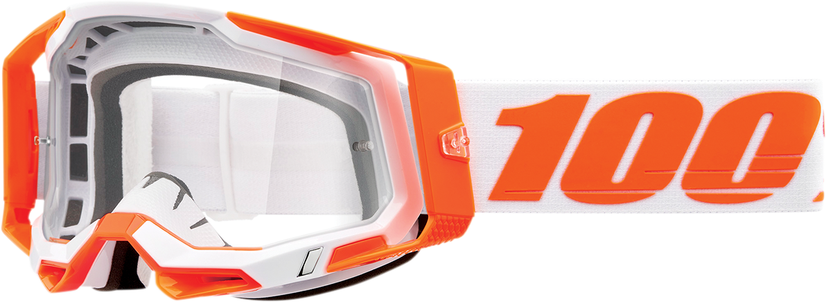 Bill's Exhausts Racecraft 2 goggles in orange with clear lenses, designed for racing and high-performance sports.