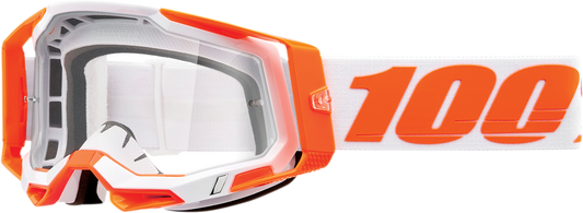 Bill's Exhausts Racecraft 2 goggles in orange with clear lenses, designed for racing and high-performance sports.