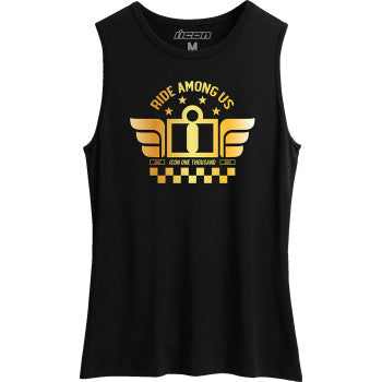 ICON Women's Tuscadero™ Black Tank Top in Large, casual sleeveless shirt with a relaxed fit, from Bill's Exhausts.