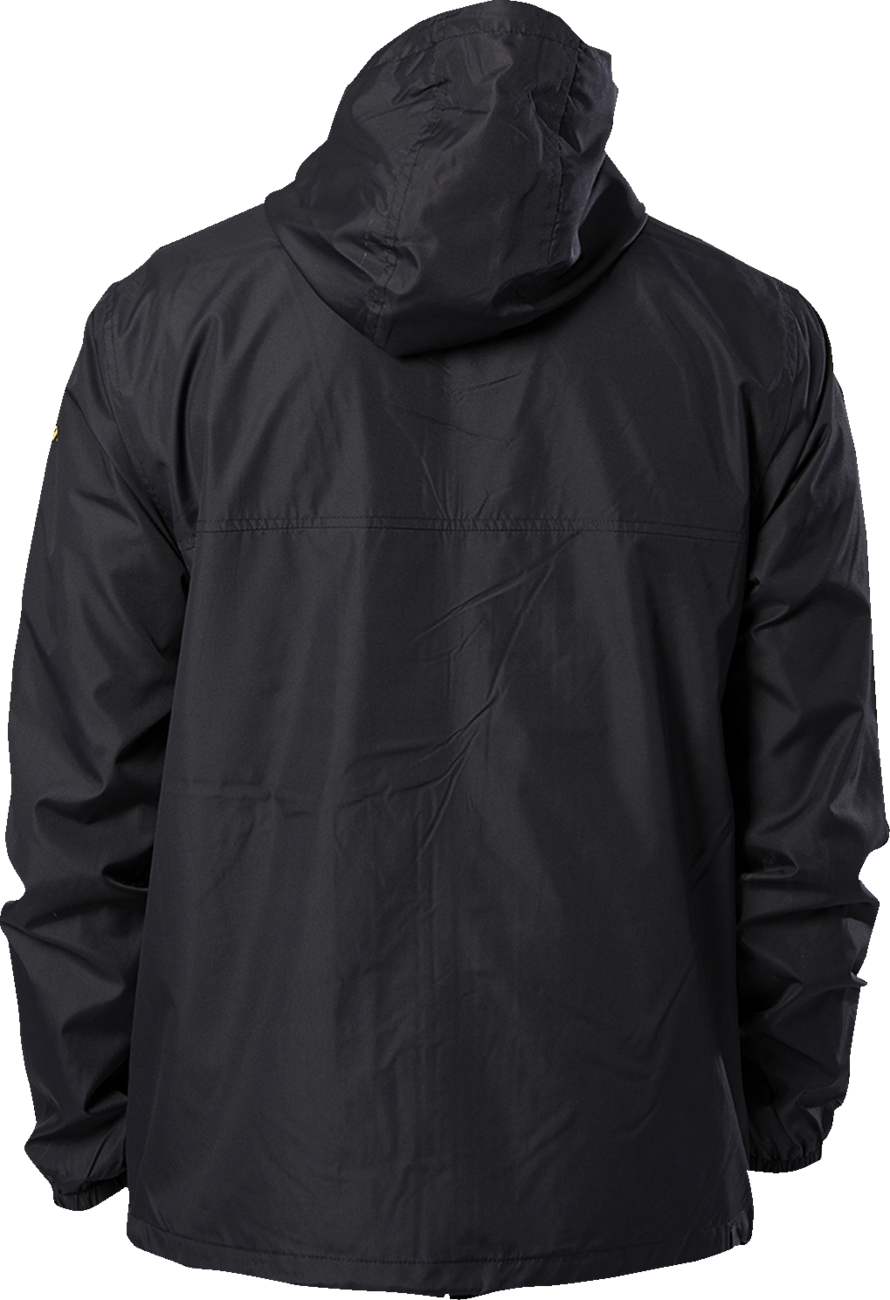 Black ALPINESTARS Treq jacket in medium size, shown with details of the sleek, durable motorcycle jacket design.