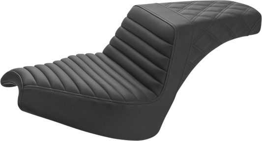SADDLEMEN Step Up Seat - Front Tuck-n'-Roll/Rear Lattice - Black - Chief I21-04-176 - Howling Moto