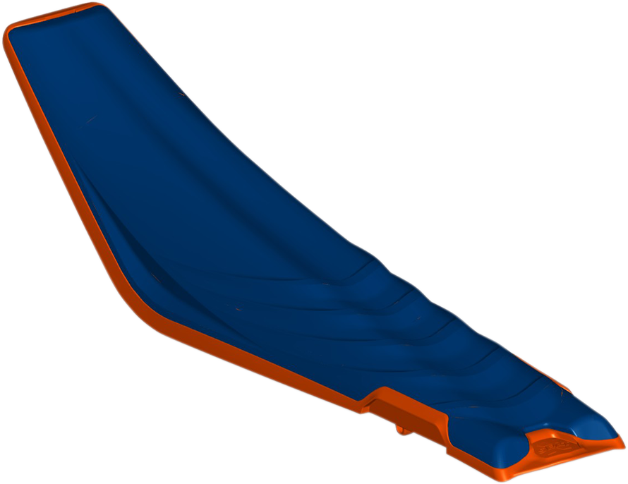 ACERBIS X-Seat Air motorcycle body in blue and orange, designed for KTM bikes, with sleek, aerodynamic styling.