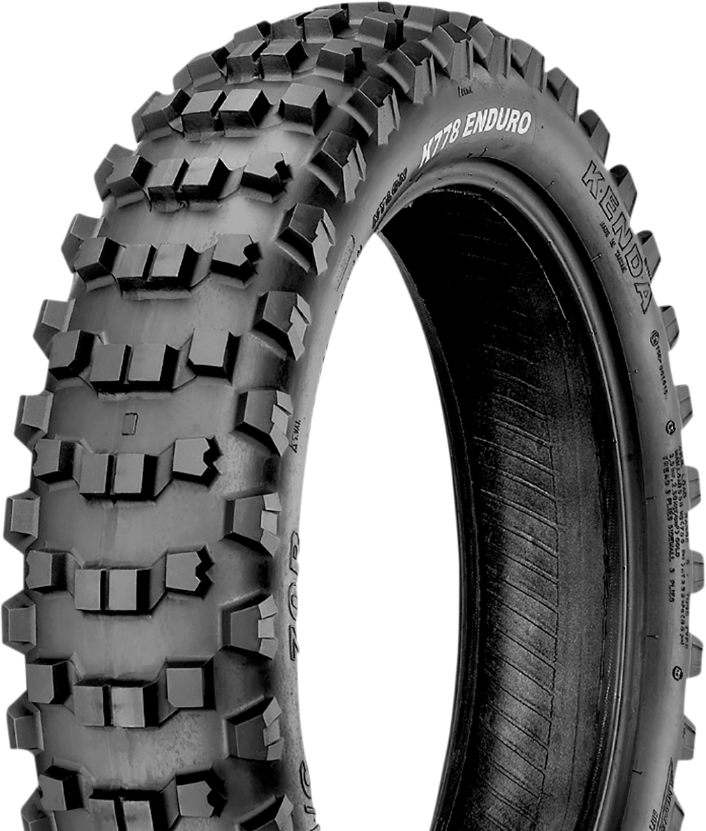 Kenda K778 Knarly rear tire for extreme enduro, 120/90-18 65R, showing tread pattern and sidewall details.