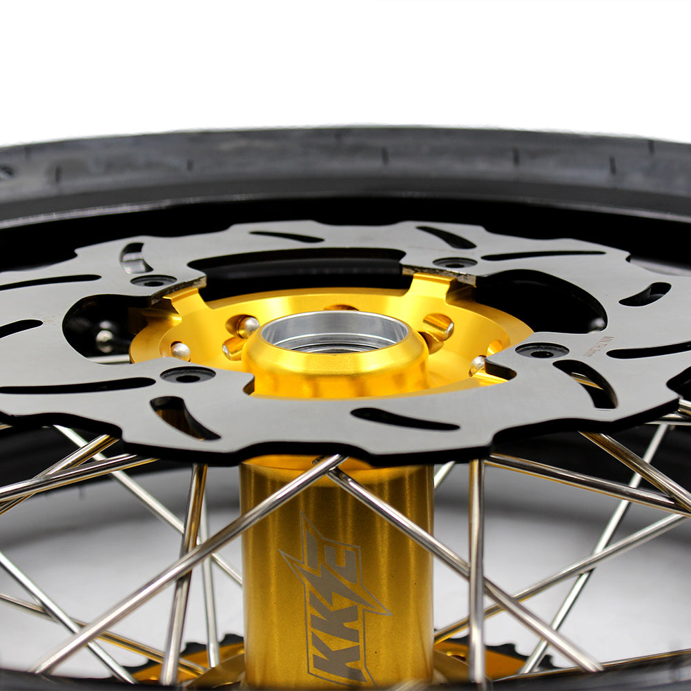 KKE 3.5 & 4.25*17inch Supermoto Rims Tires for SUZUKI RMZ250 2007-2024 RMZ450 2005-2024 Gold - Howling Moto